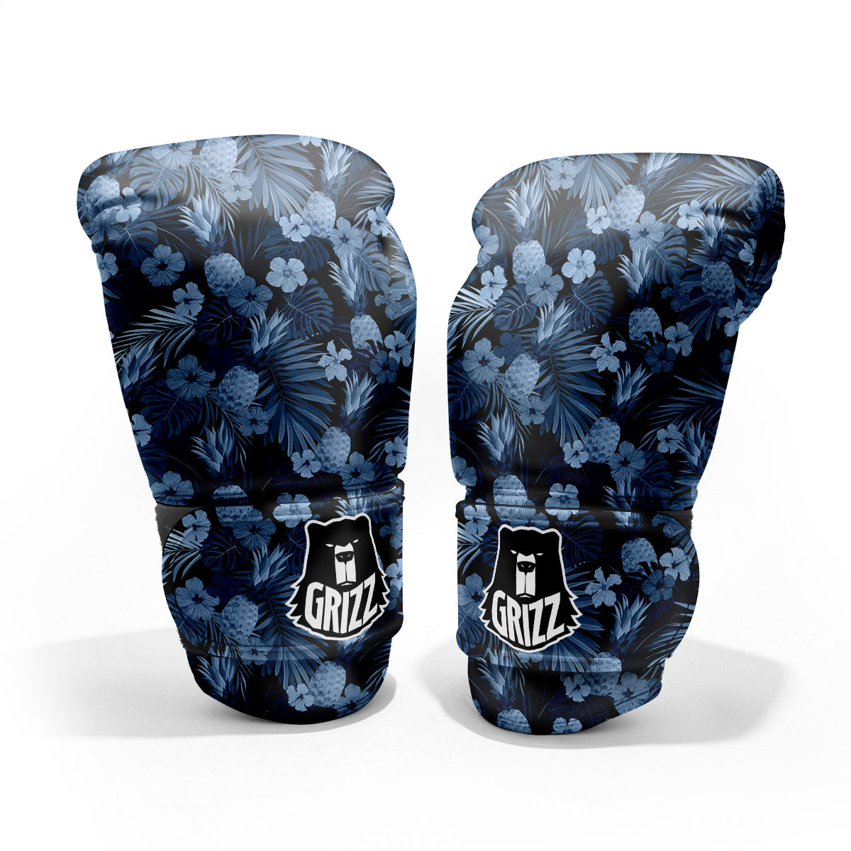 Pineapple Blue Aloha Print Pattern Pro Boxing Glove