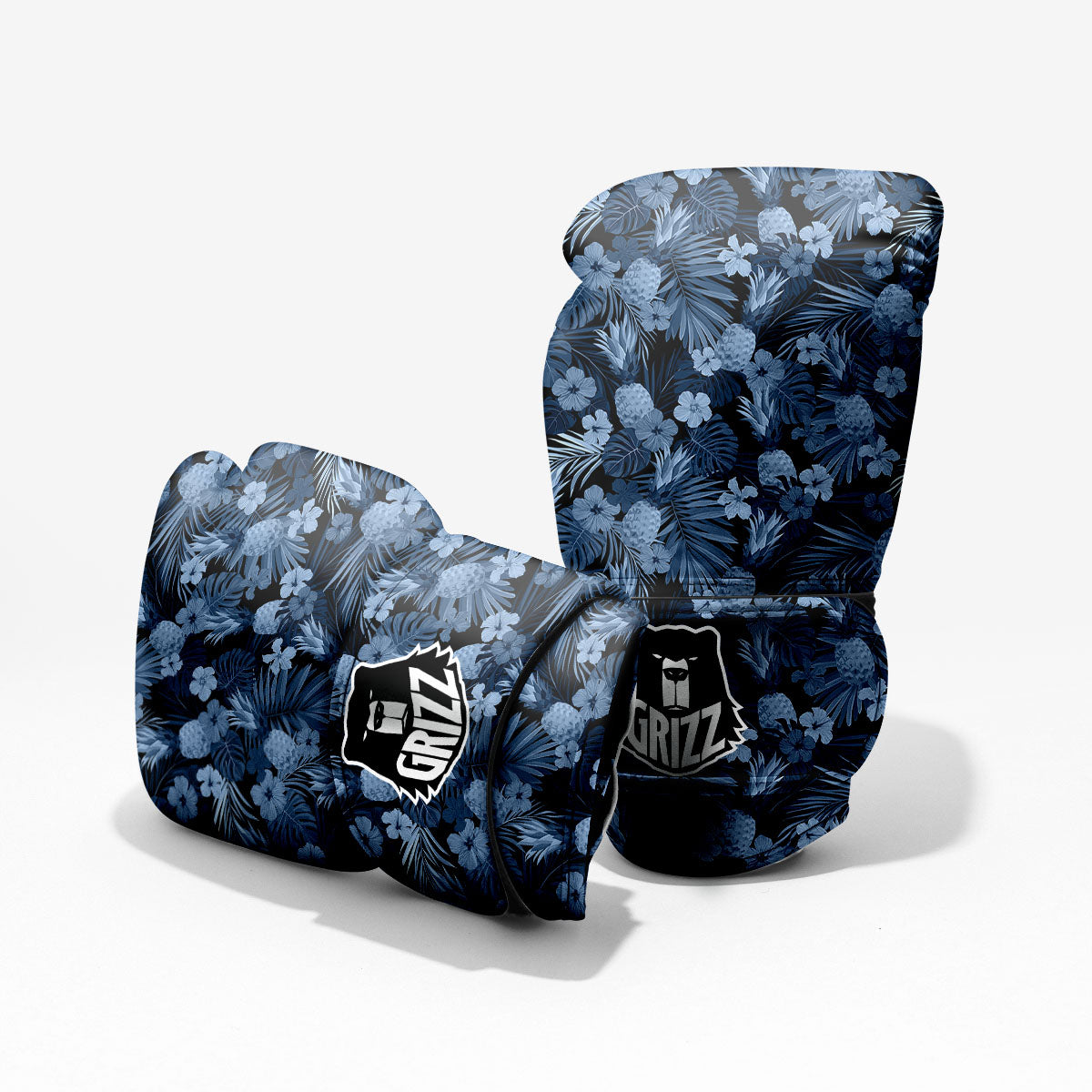 Pineapple Blue Aloha Print Pattern Pro Boxing Glove