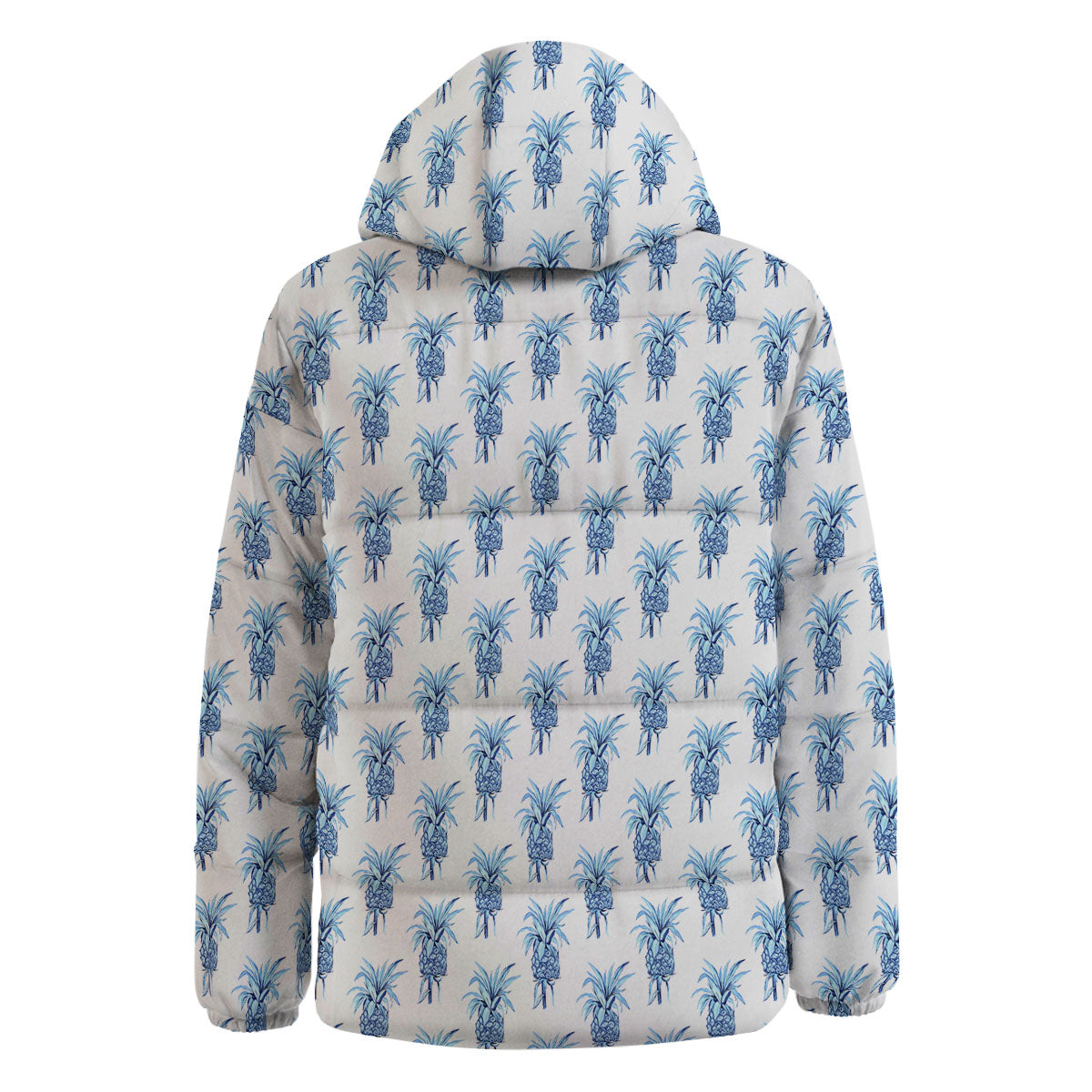 Pineapple Blue Leaf Print Pattern Down Jacket-grizzshop