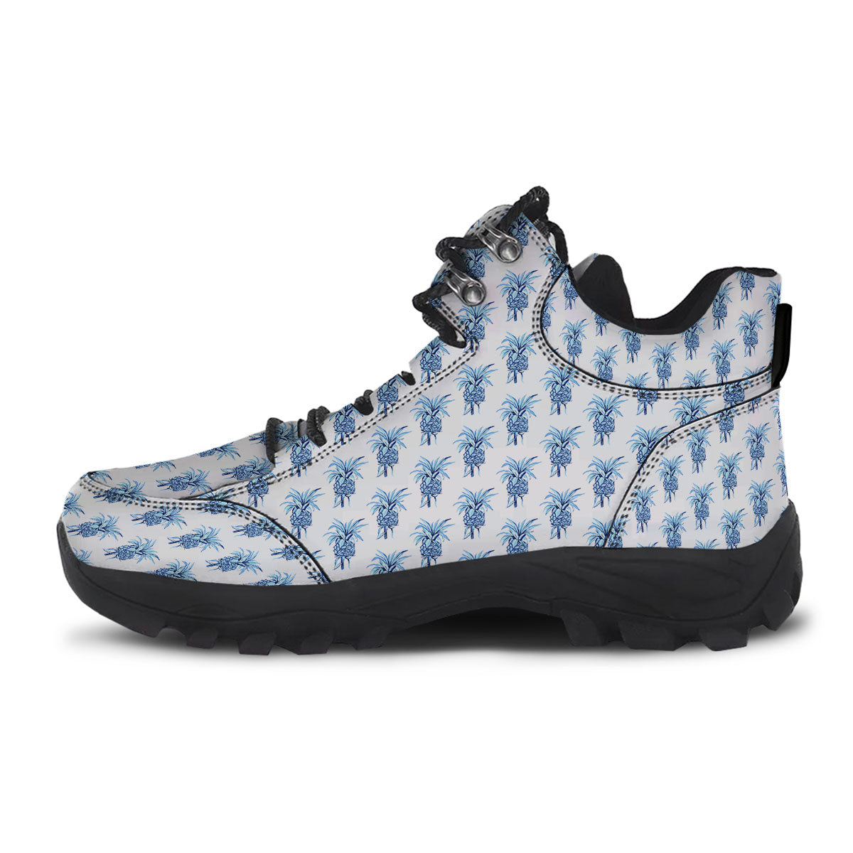 Pineapple Blue Leaf Print Pattern Hiking Shoes-grizzshop