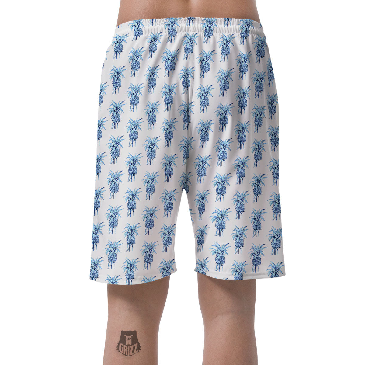 Pineapple Blue Leaf Print Pattern Men's Shorts-grizzshop