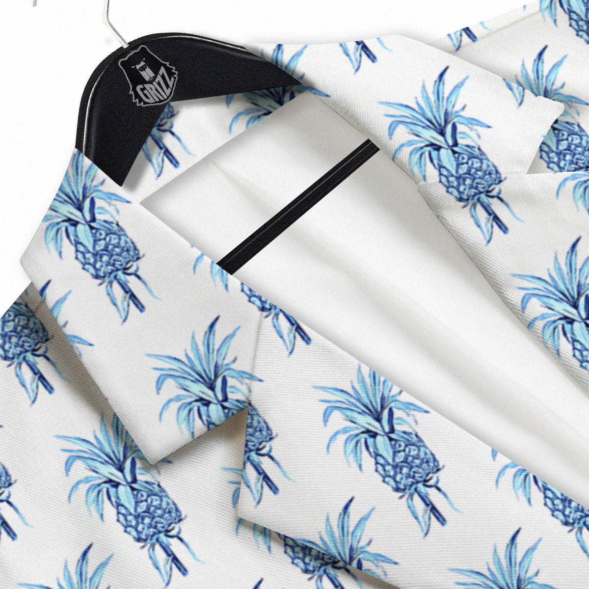 Pineapple Blue Leaf Print Pattern Men's Sport Coat-grizzshop