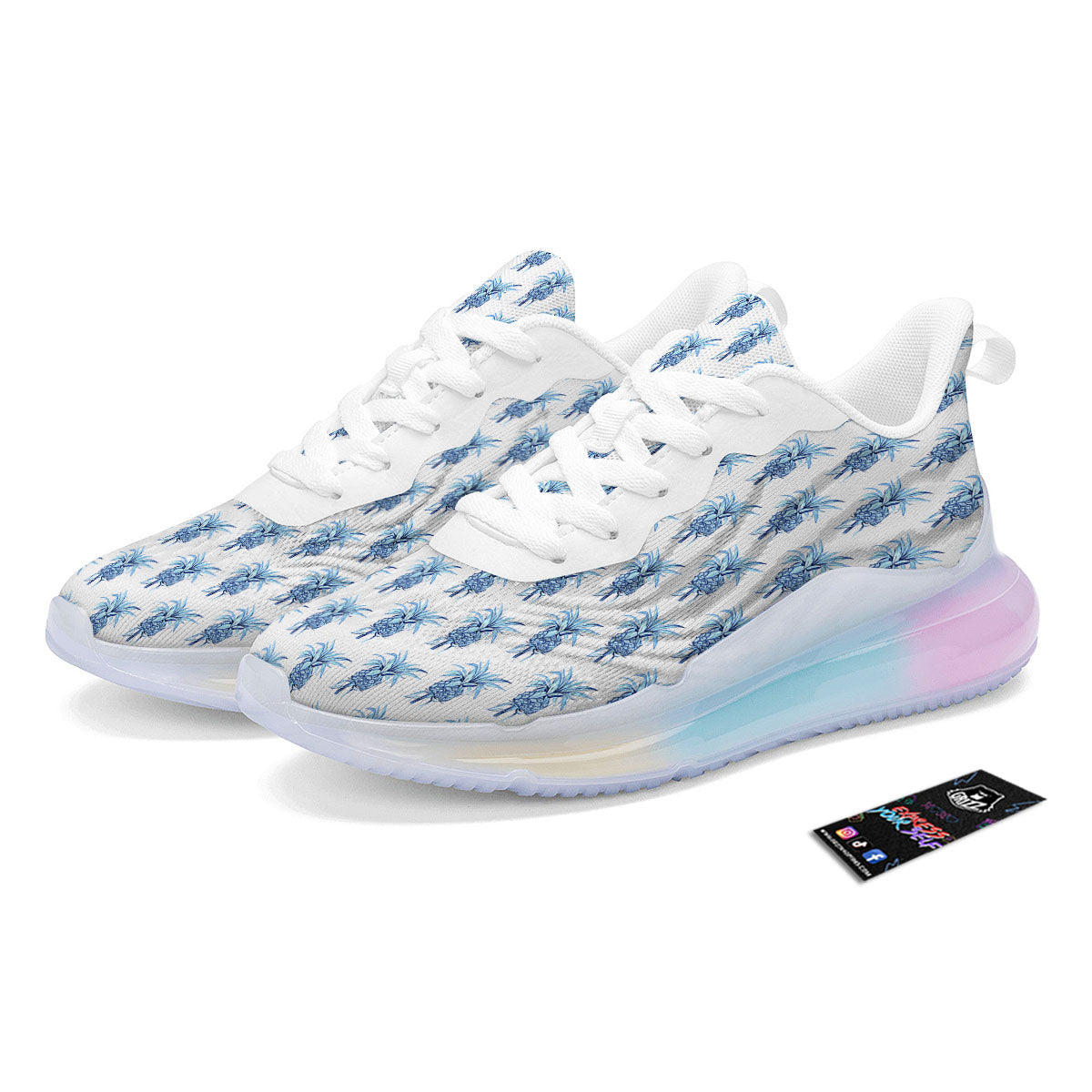 Pineapple Blue Leaf Print Pattern Running Sneakers-grizzshop