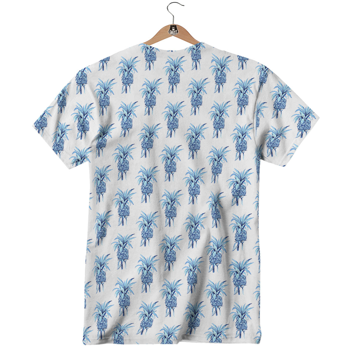 Pineapple Blue Leaf Print Pattern T-Shirt-grizzshop