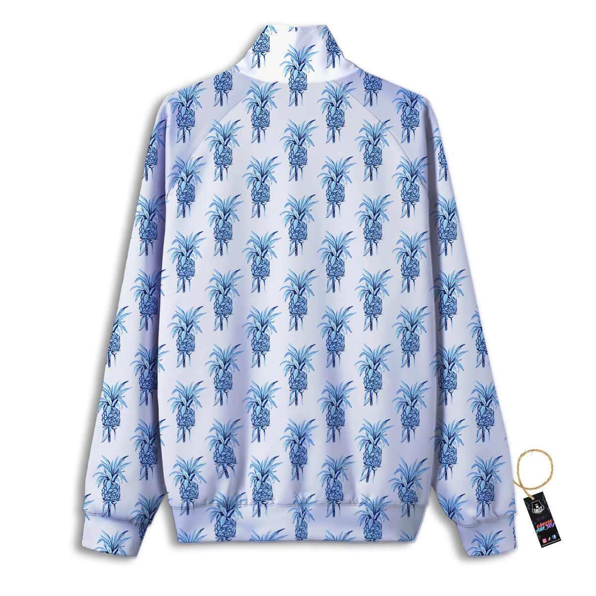 Pineapple Blue Leaf Print Pattern Track Jacket-grizzshop