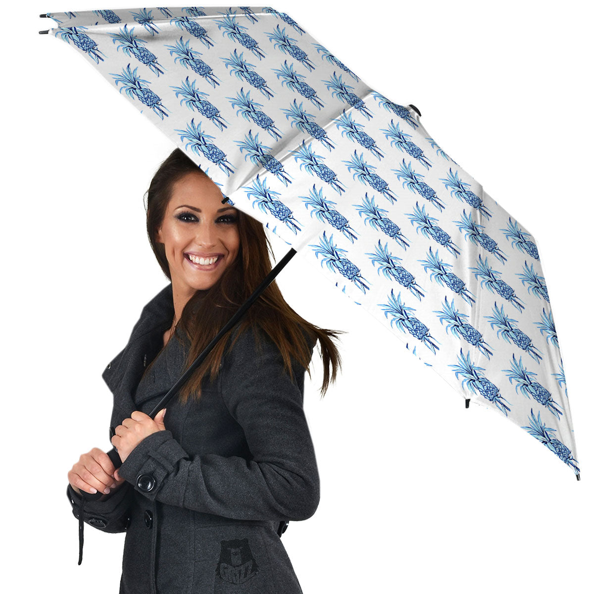 Pineapple Blue Leaf Print Pattern Umbrella-grizzshop