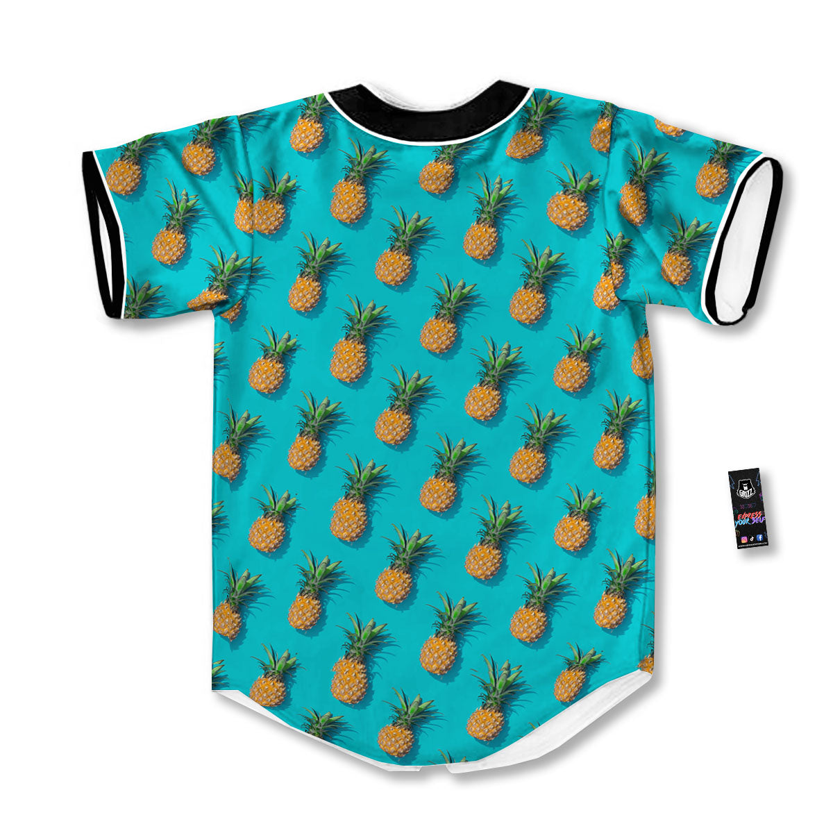 Pineapple Blue Print Pattern Baseball Jersey-grizzshop