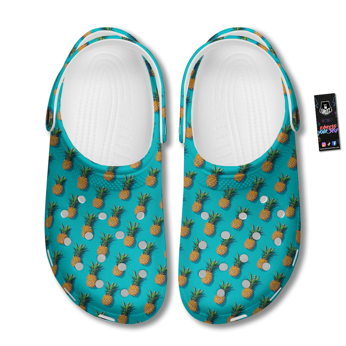 Pineapple Blue Print Pattern Clog-grizzshop