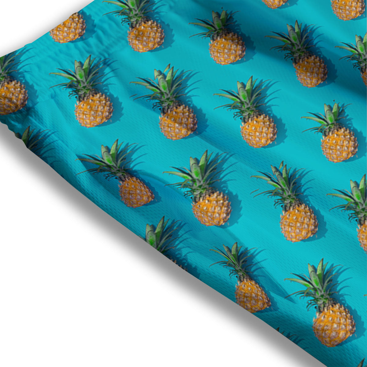 Pineapple Blue Print Pattern Mesh Shorts-grizzshop