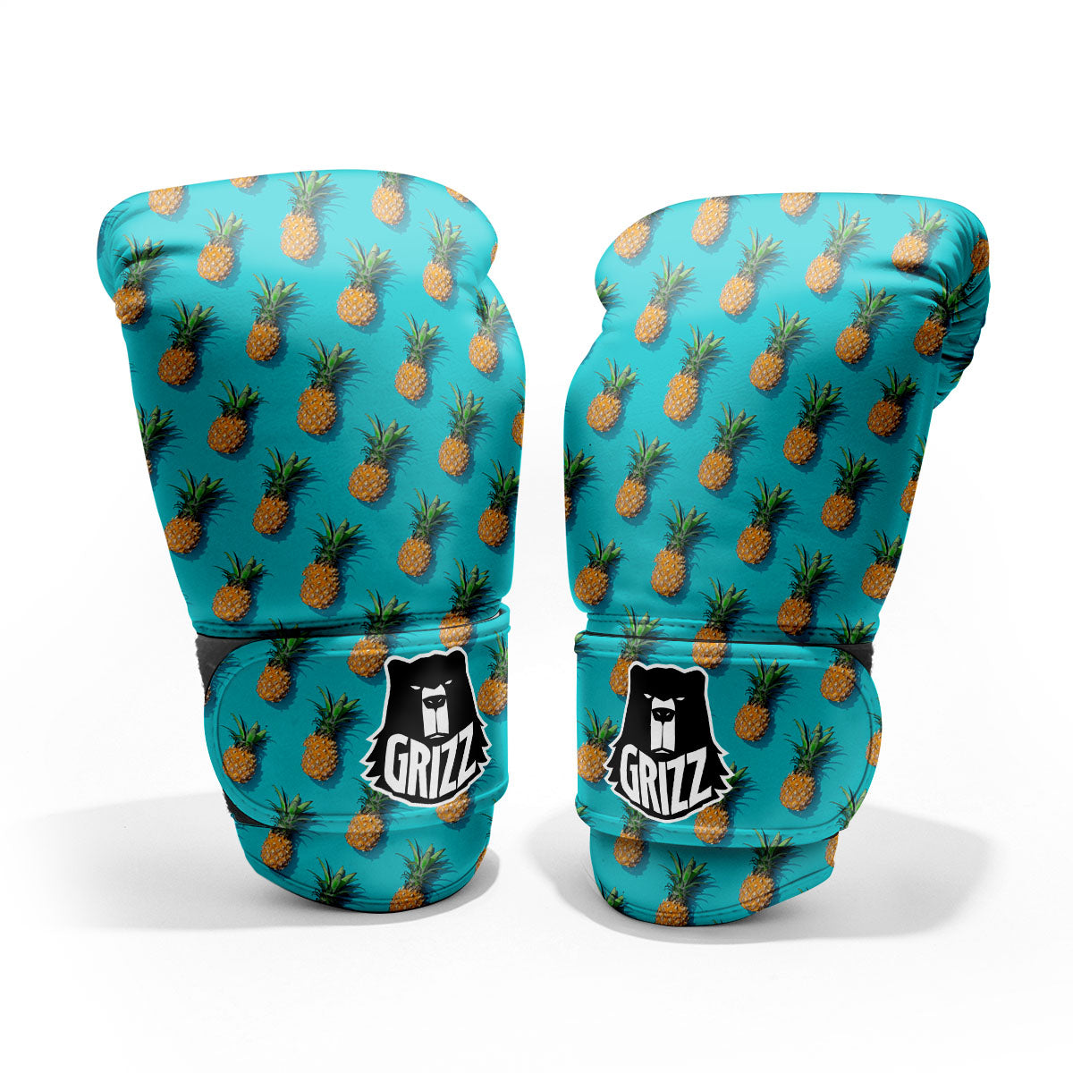 Pineapple Blue Print Pattern Sparring Gloves-grizzshop