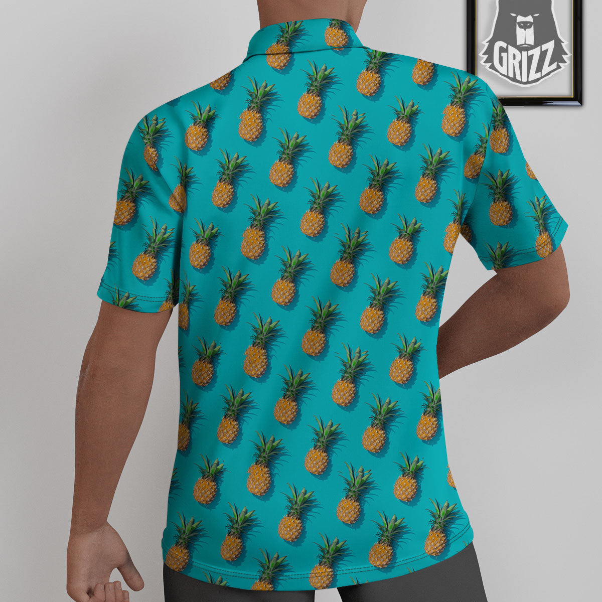 Pineapple Blue Print Pattern Untucked Shirts-grizzshop