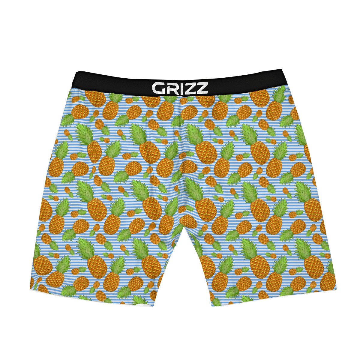 Pineapple Blue Striped Print Pattern Boxer Briefs-grizzshop