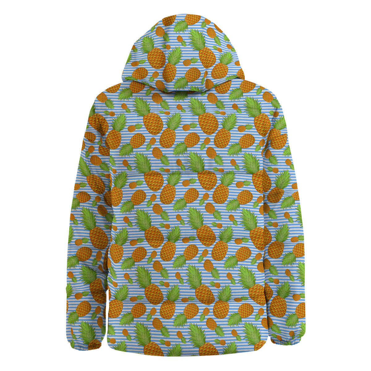 Pineapple Blue Striped Print Pattern Down Jacket-grizzshop