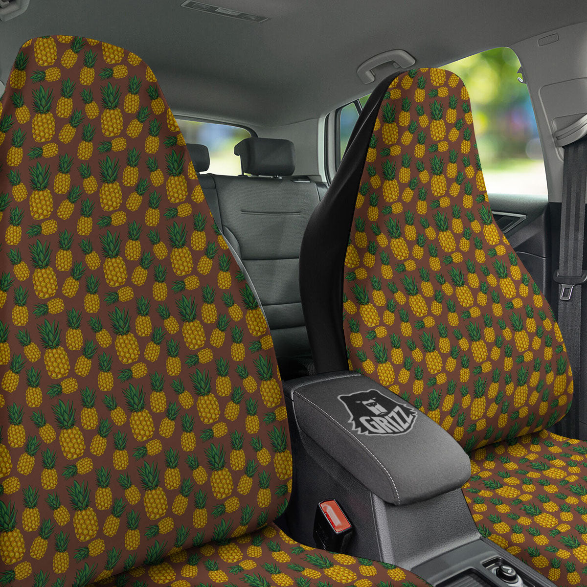 Pineapple Brown Print Pattern Car Seat Covers-grizzshop