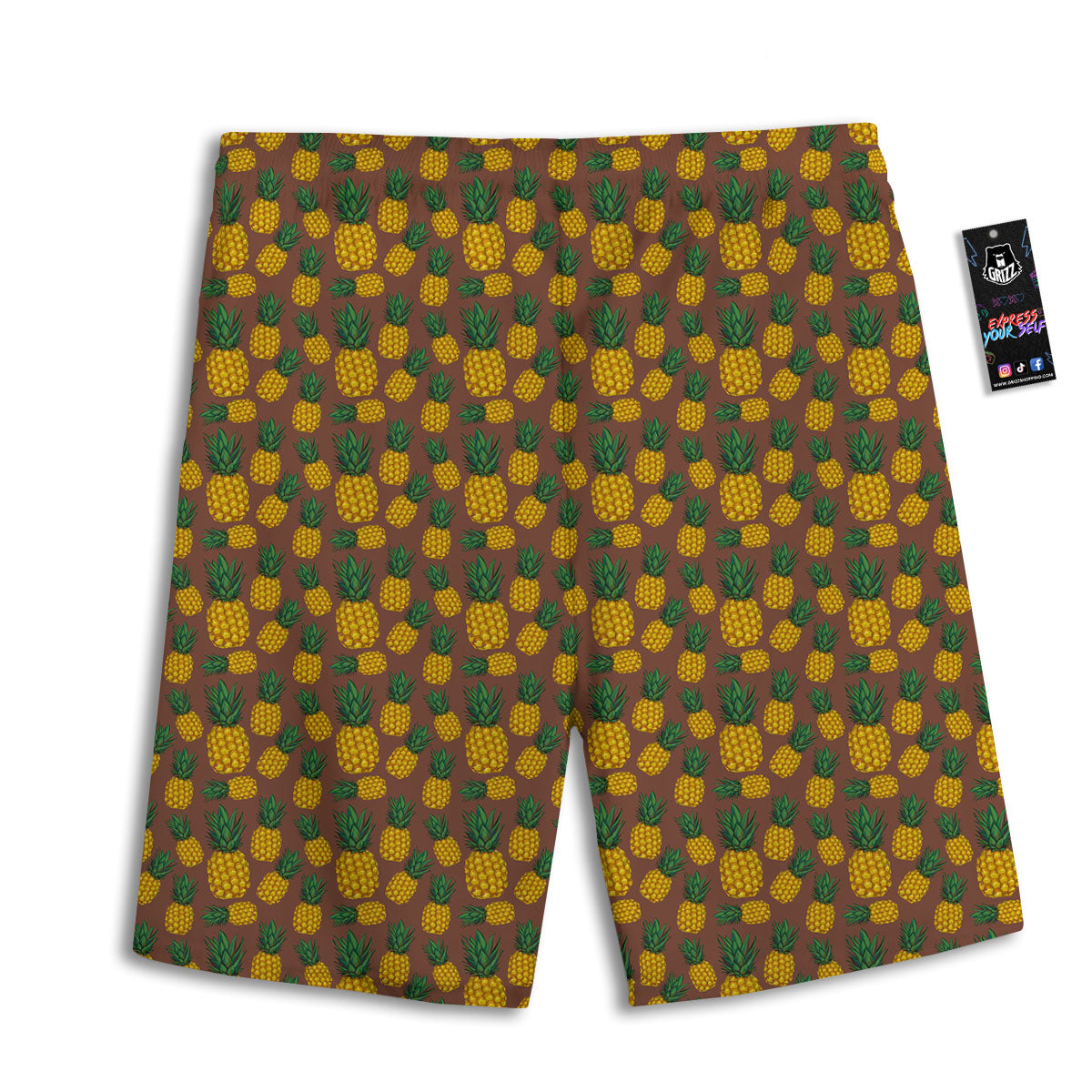 Pineapple Brown Print Pattern Men's Athletic Shorts-grizzshop