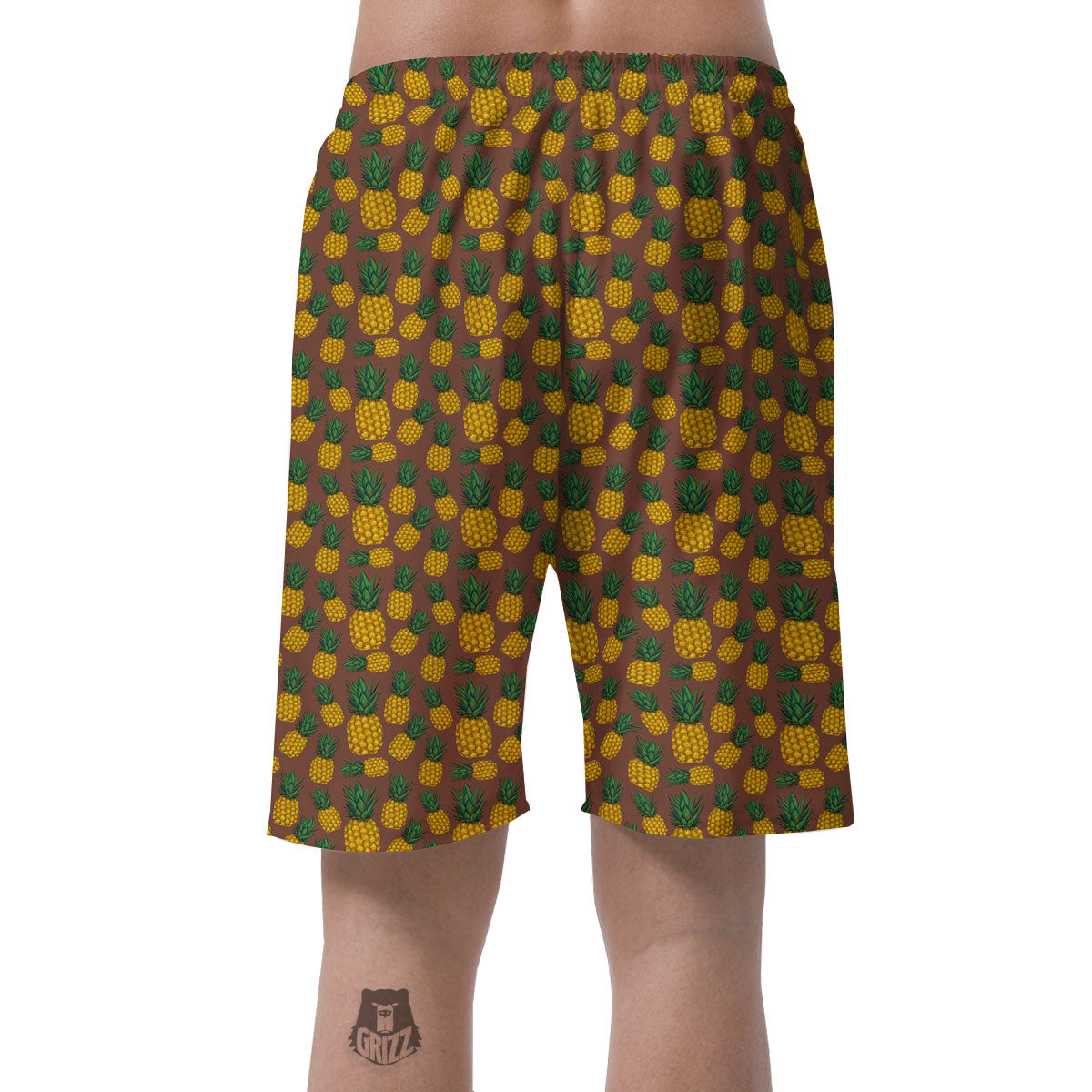 Pineapple Brown Print Pattern Men's Shorts-grizzshop
