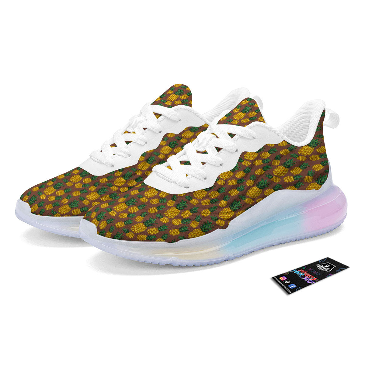 Pineapple Brown Print Pattern Running Sneakers-grizzshop