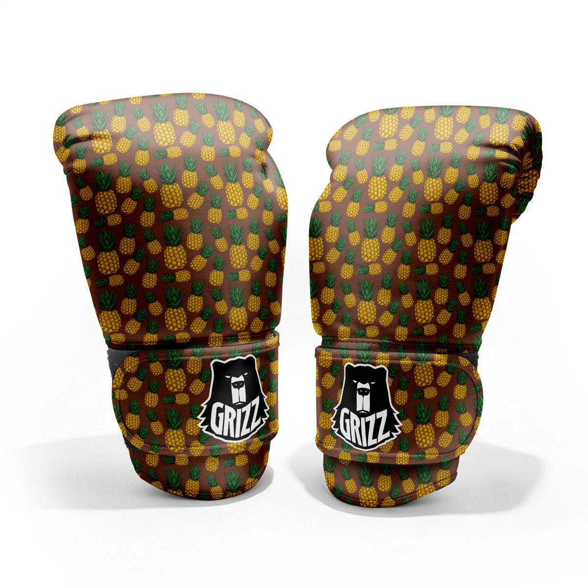 Pineapple Brown Print Pattern Sparring Gloves-grizzshop