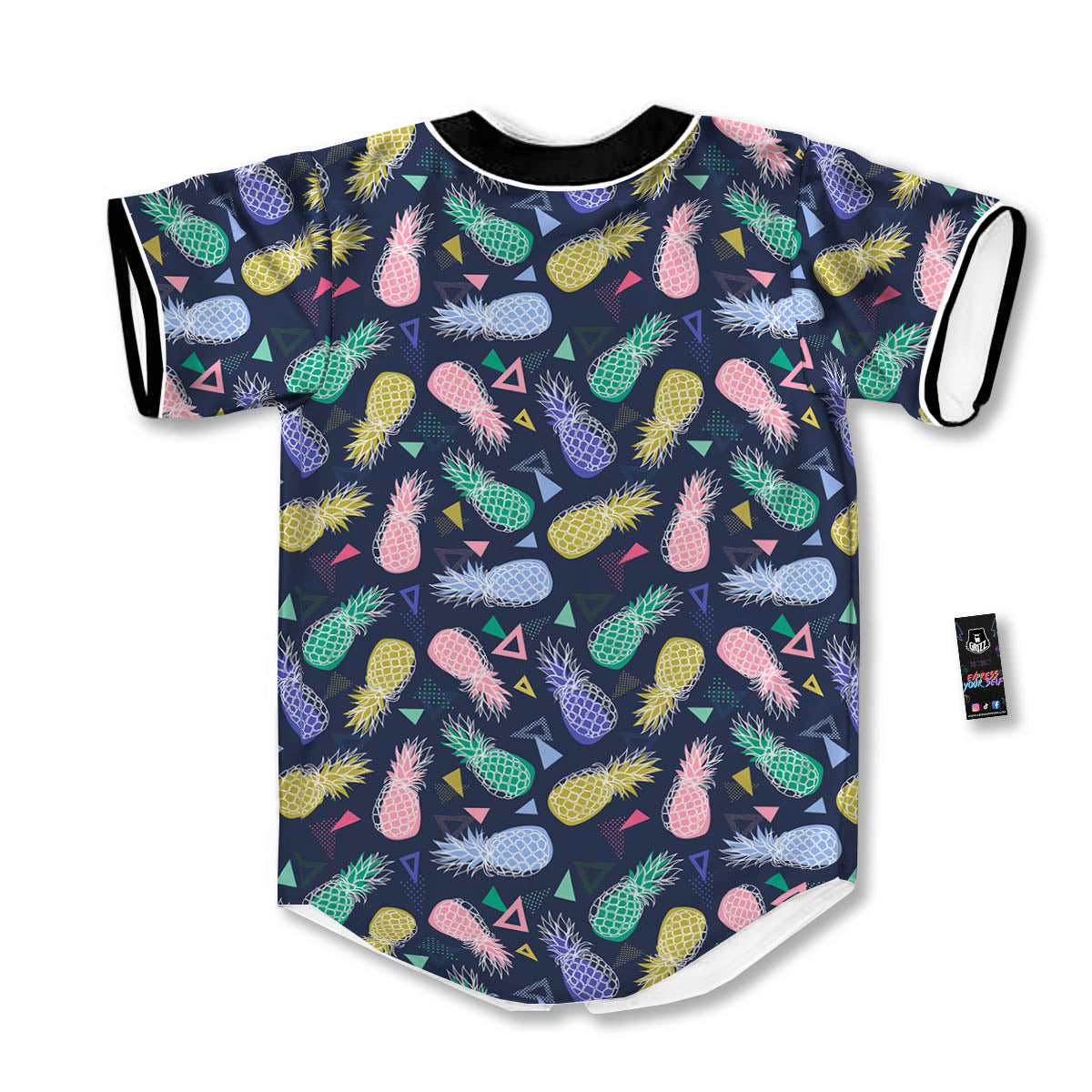 Pineapple Colorful Print Pattern Baseball Jersey-grizzshop
