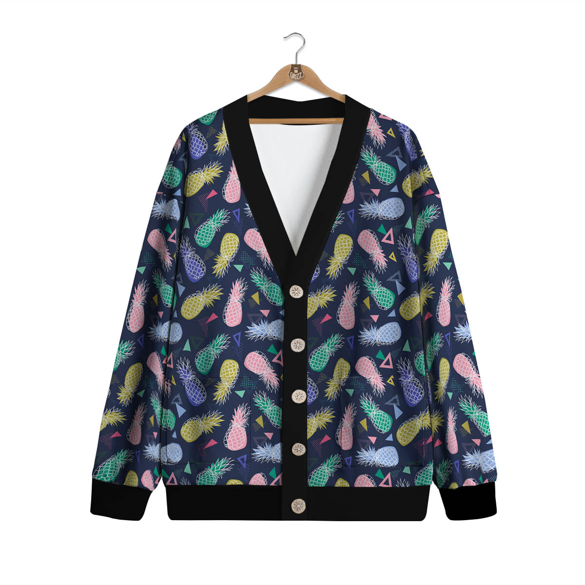Pineapple Colorful Print Pattern Cardigan-grizzshop