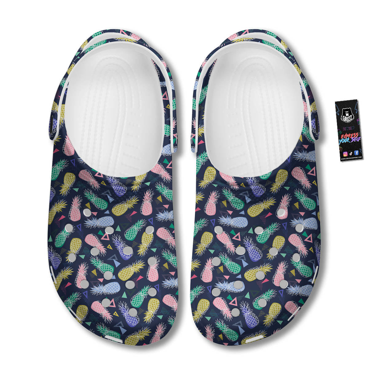 Pineapple Colorful Print Pattern Clog-grizzshop
