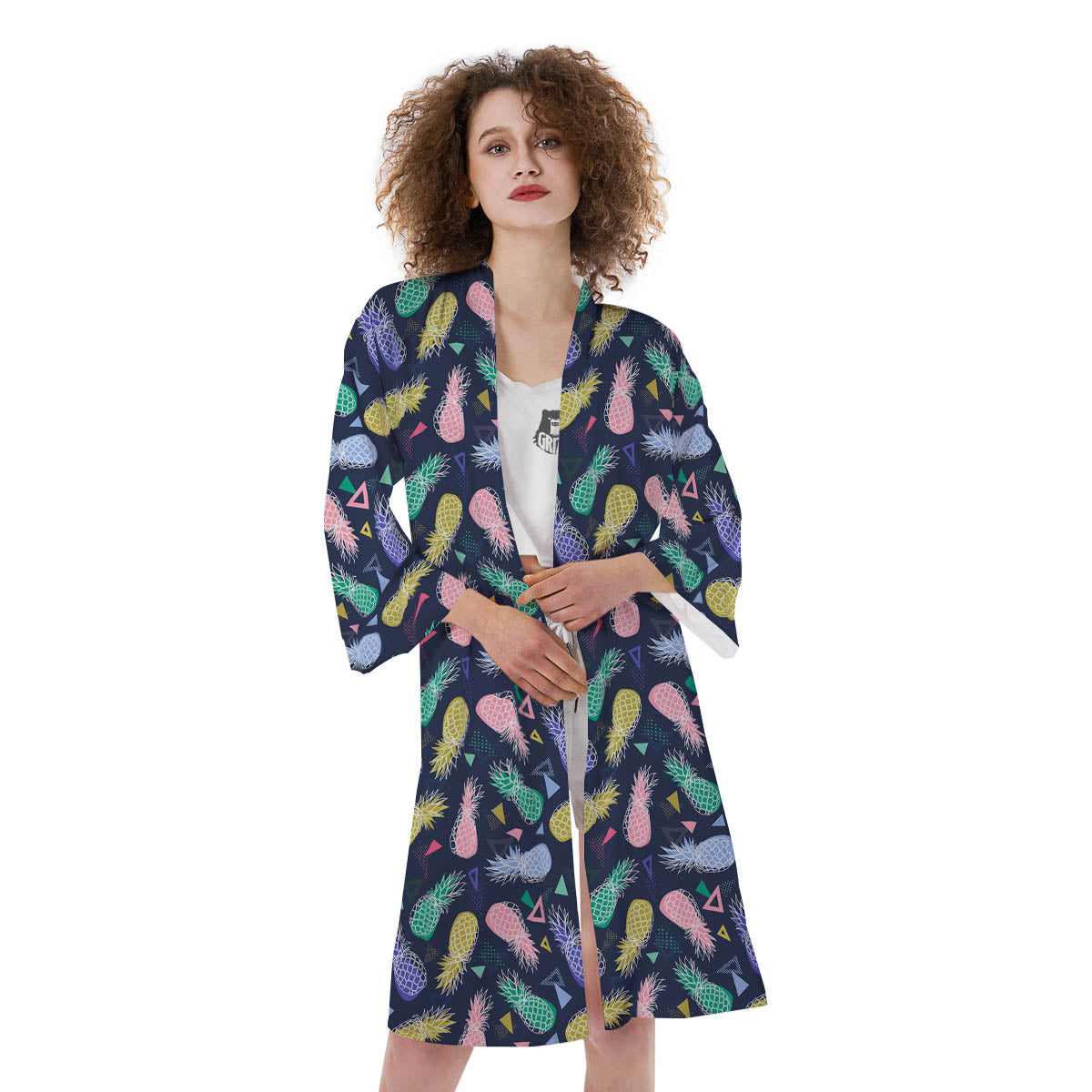 Pineapple Colorful Print Pattern Kimono-grizzshop