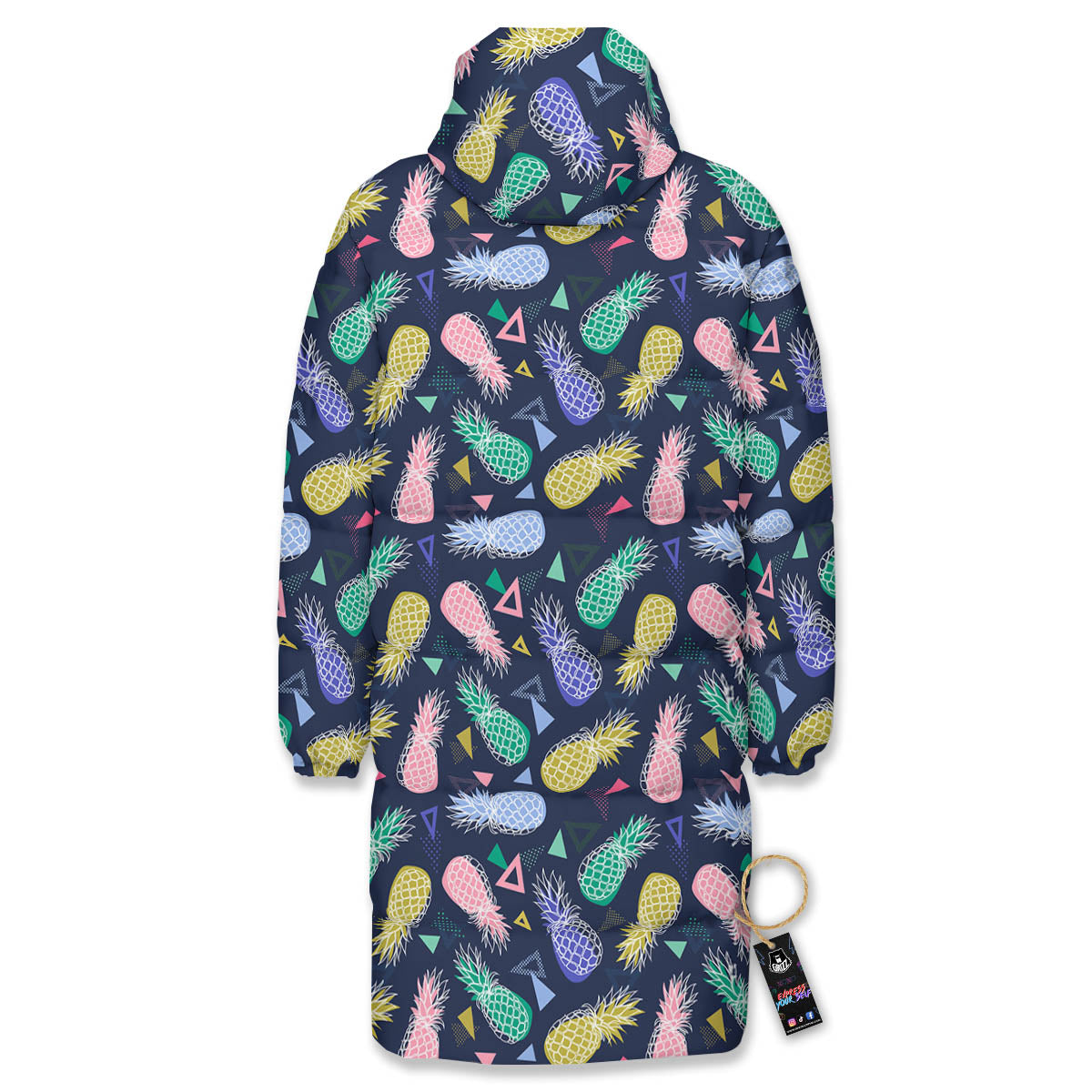 Pineapple Colorful Print Pattern Long Down Jacket-grizzshop