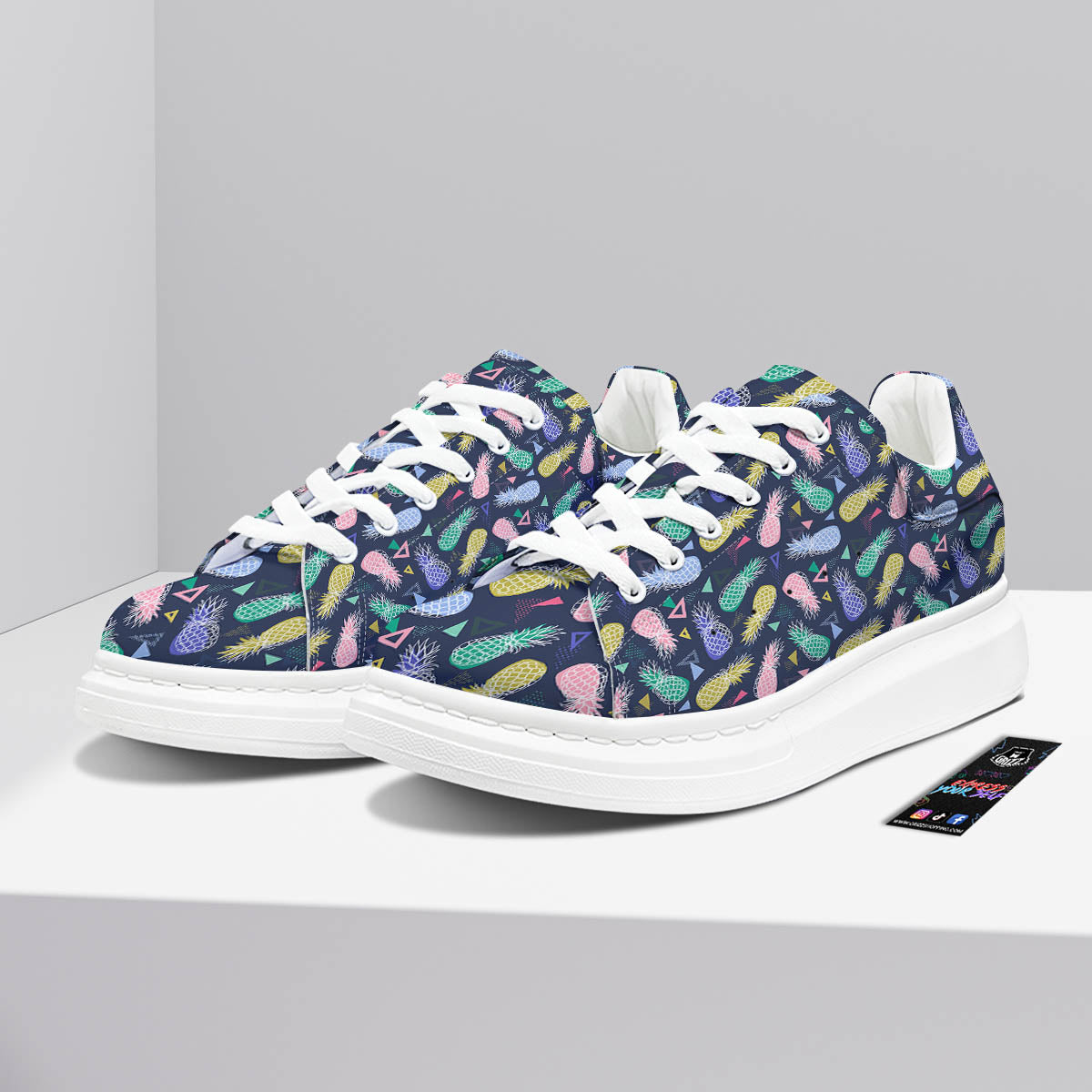 Pineapple Colorful Print Pattern Platform Shoes-grizzshop