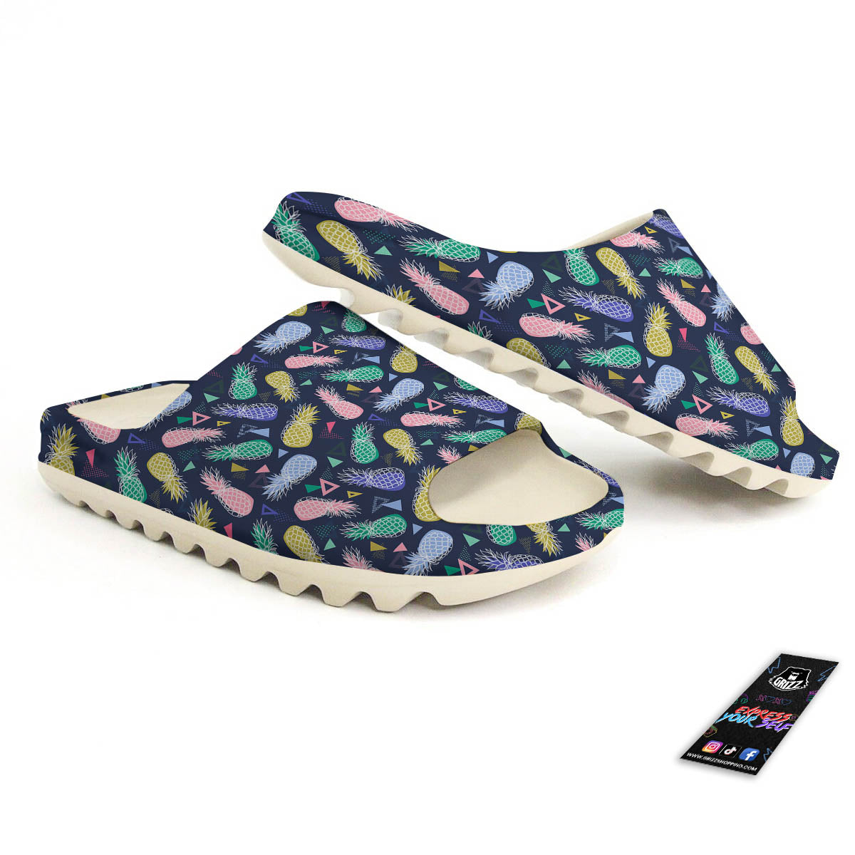Pineapple Colorful Print Pattern Sandals-grizzshop