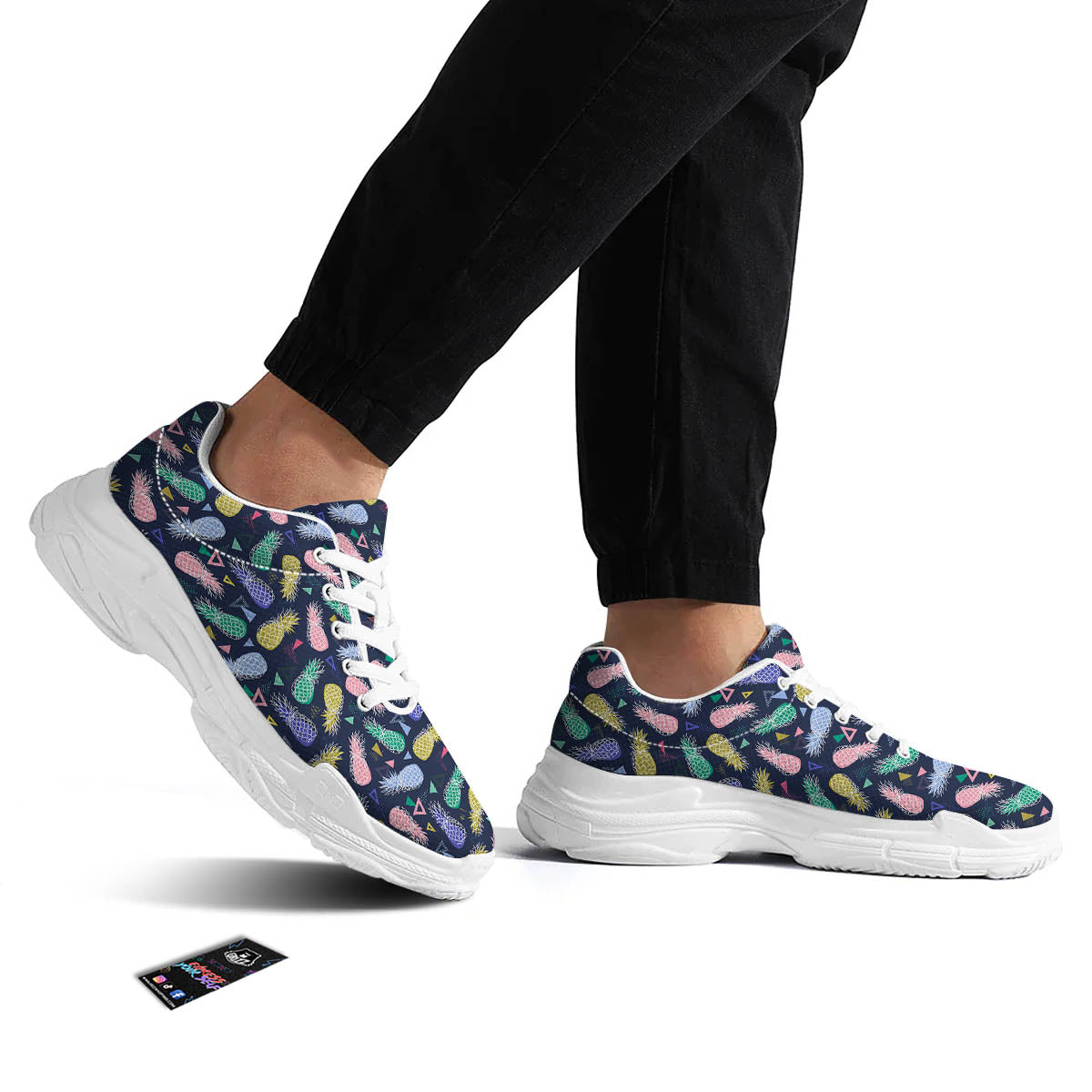 Pineapple Colorful Print Pattern White Chunky Shoes-grizzshop