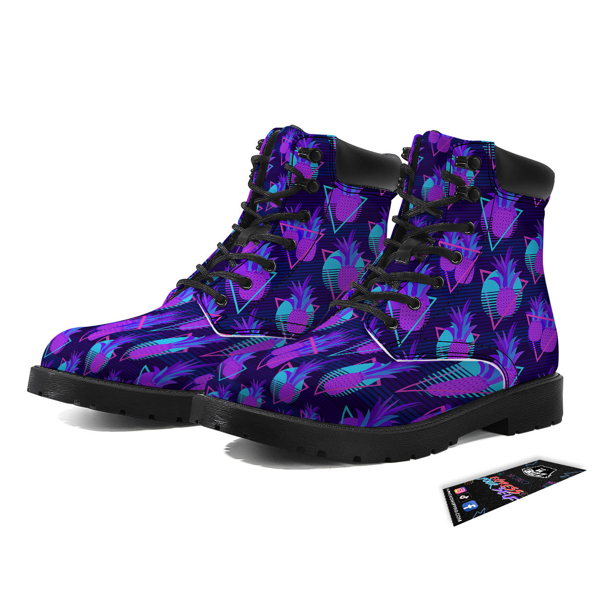 Pineapple EDM Purple Print Pattern Boots-grizzshop