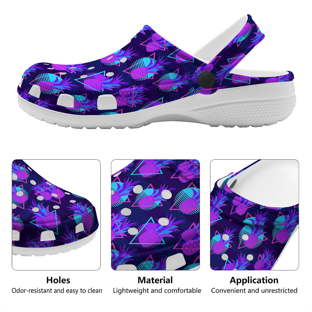 Pineapple EDM Purple Print Pattern Clog-grizzshop