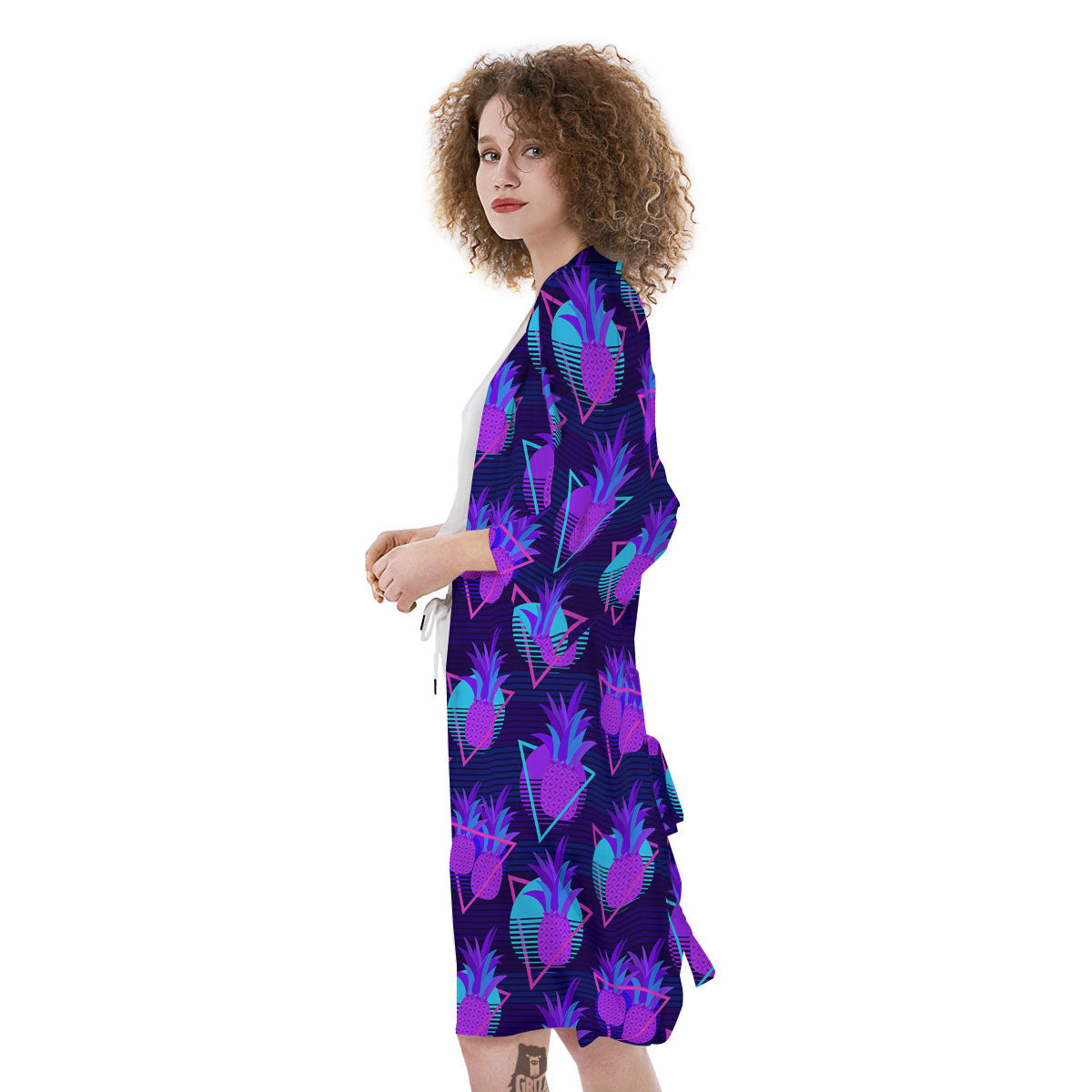 Pineapple EDM Purple Print Pattern Kimono-grizzshop
