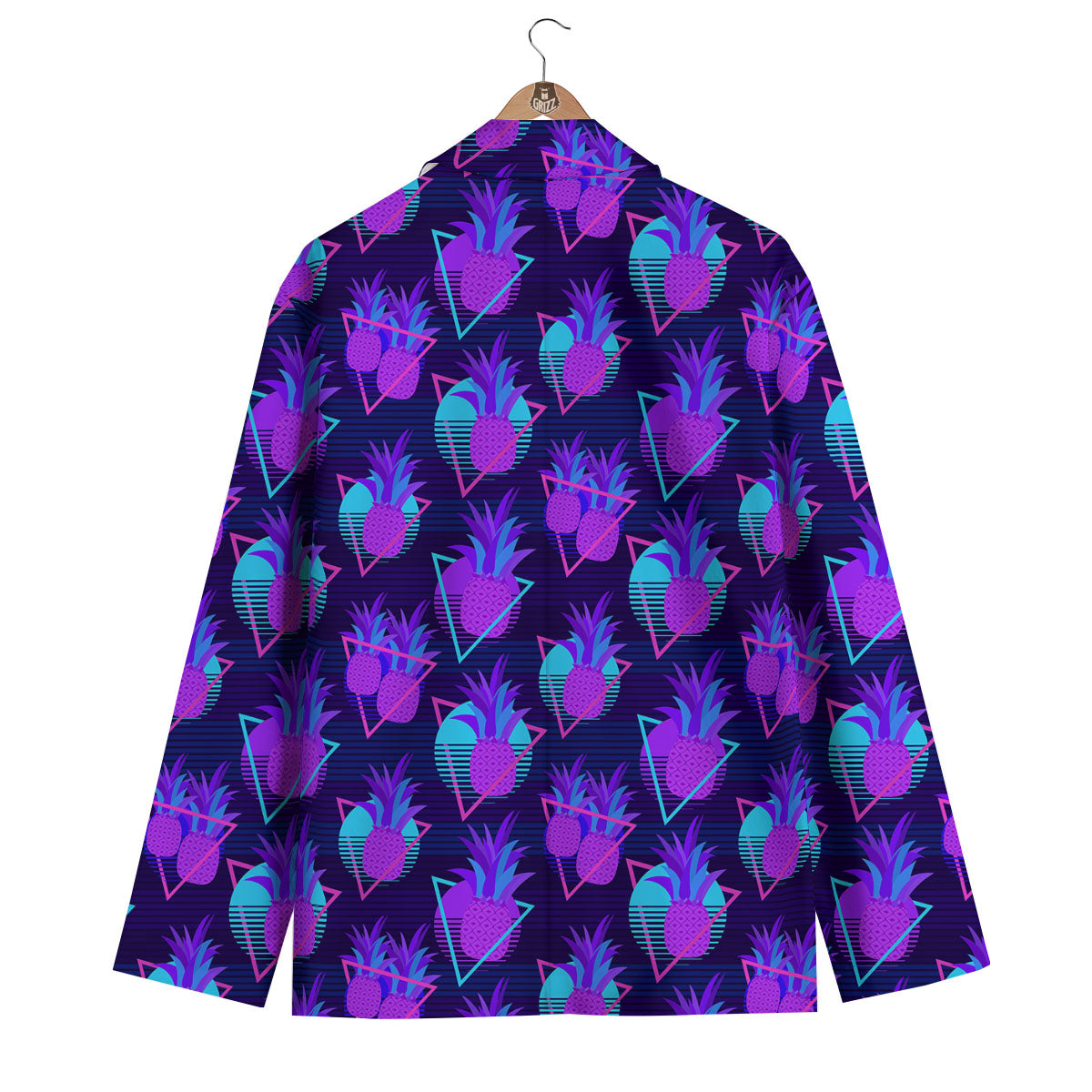 Pineapple EDM Purple Print Pattern Men's Blazer-grizzshop