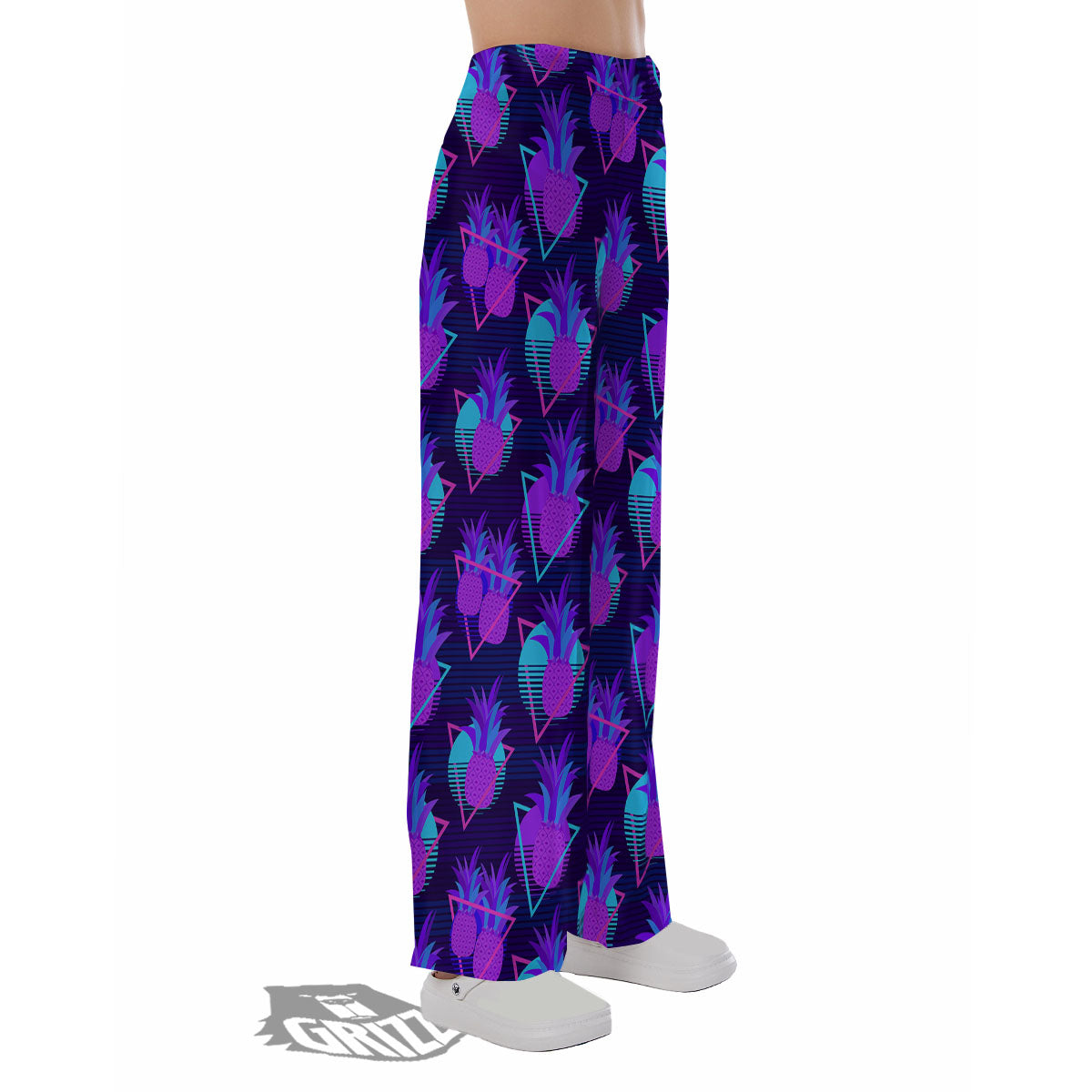 Pineapple EDM Purple Print Pattern Pajama Pants-grizzshop