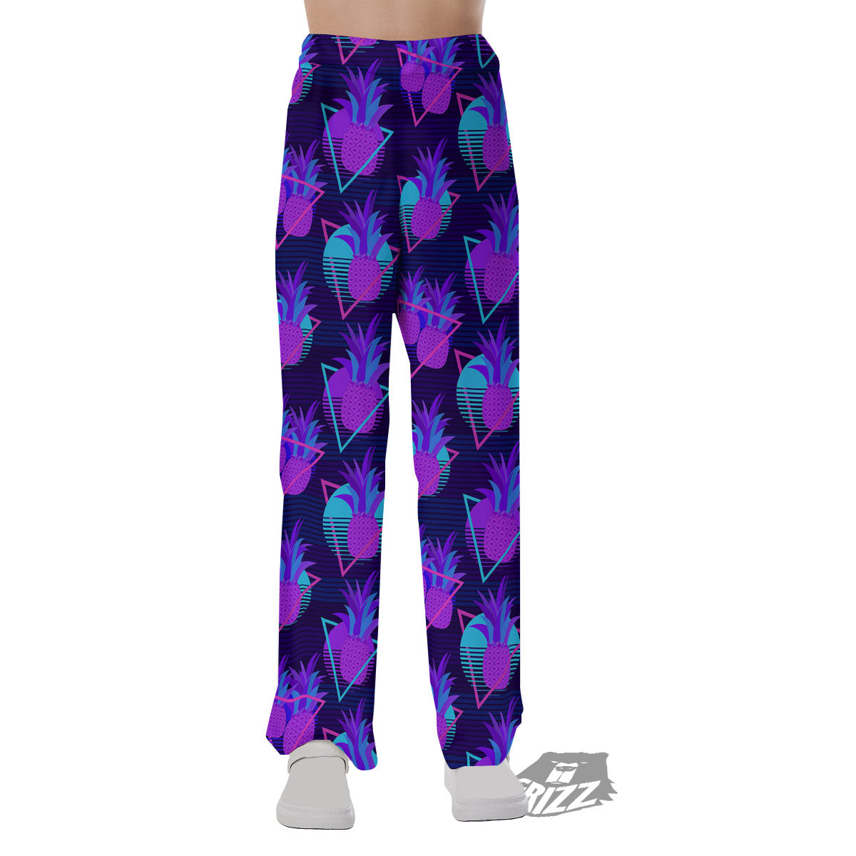 Pineapple EDM Purple Print Pattern Pajama Pants-grizzshop