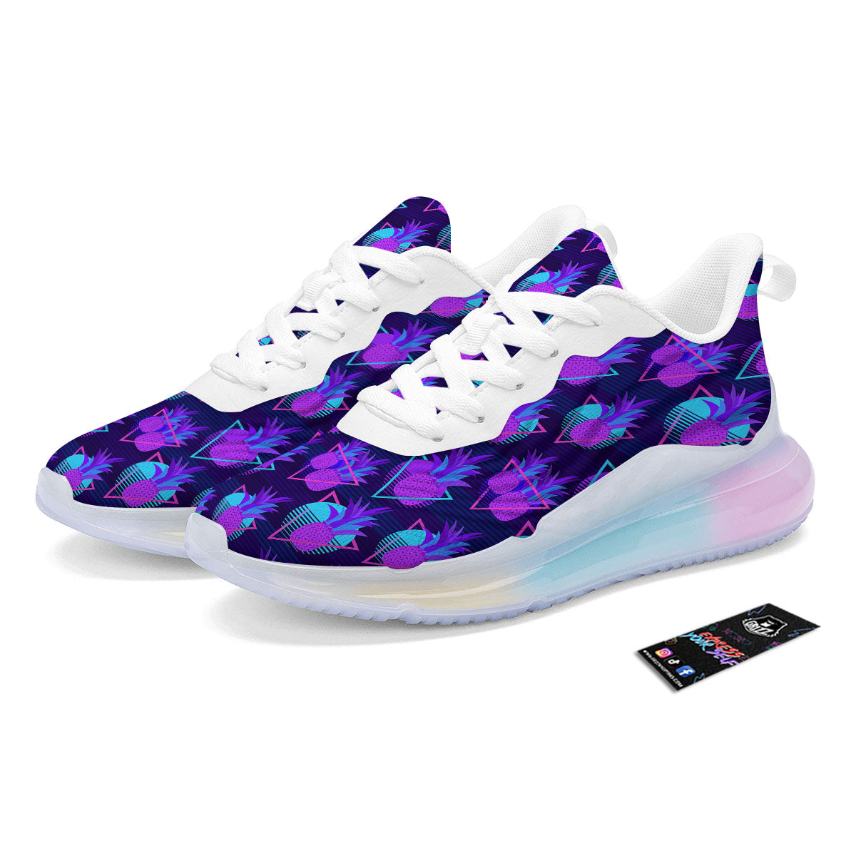 Pineapple EDM Purple Print Pattern Running Sneakers-grizzshop