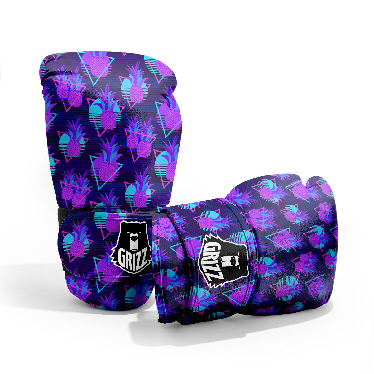 Pineapple EDM Purple Print Pattern Sparring Gloves-grizzshop