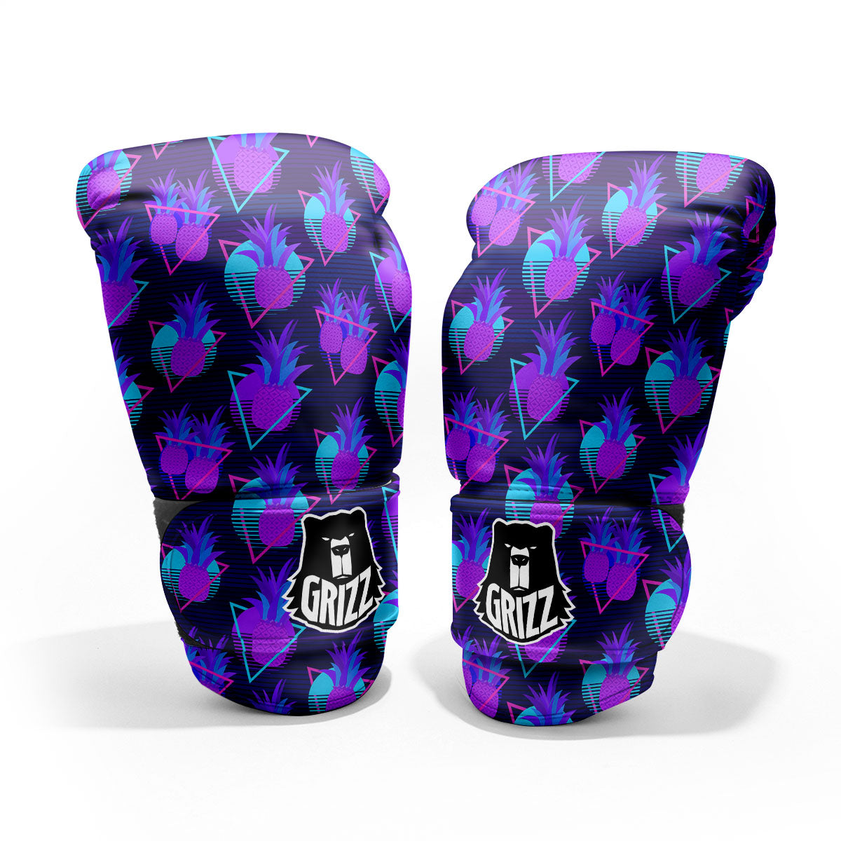 Pineapple EDM Purple Print Pattern Sparring Gloves-grizzshop