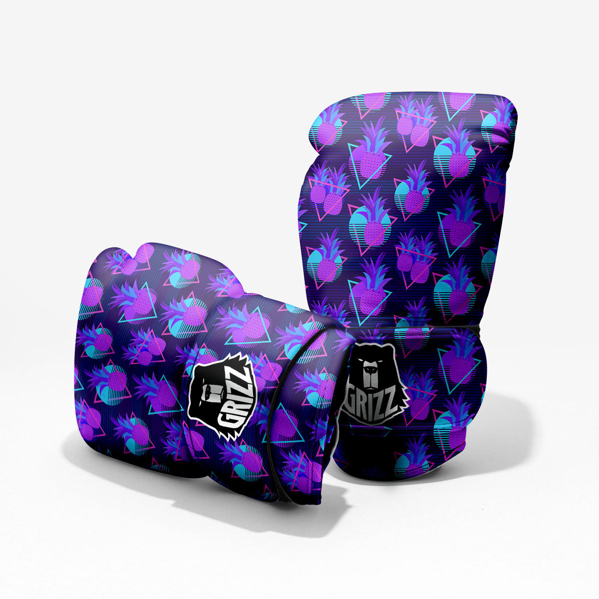 Pineapple EDM Purple Print Pattern Sparring Gloves-grizzshop