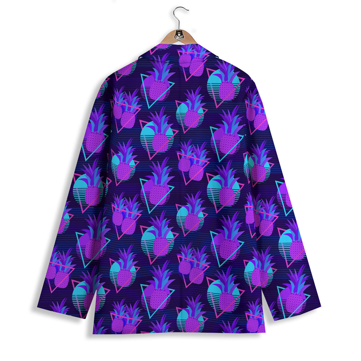 Pineapple EDM Purple Print Pattern Women's Blazer-grizzshop
