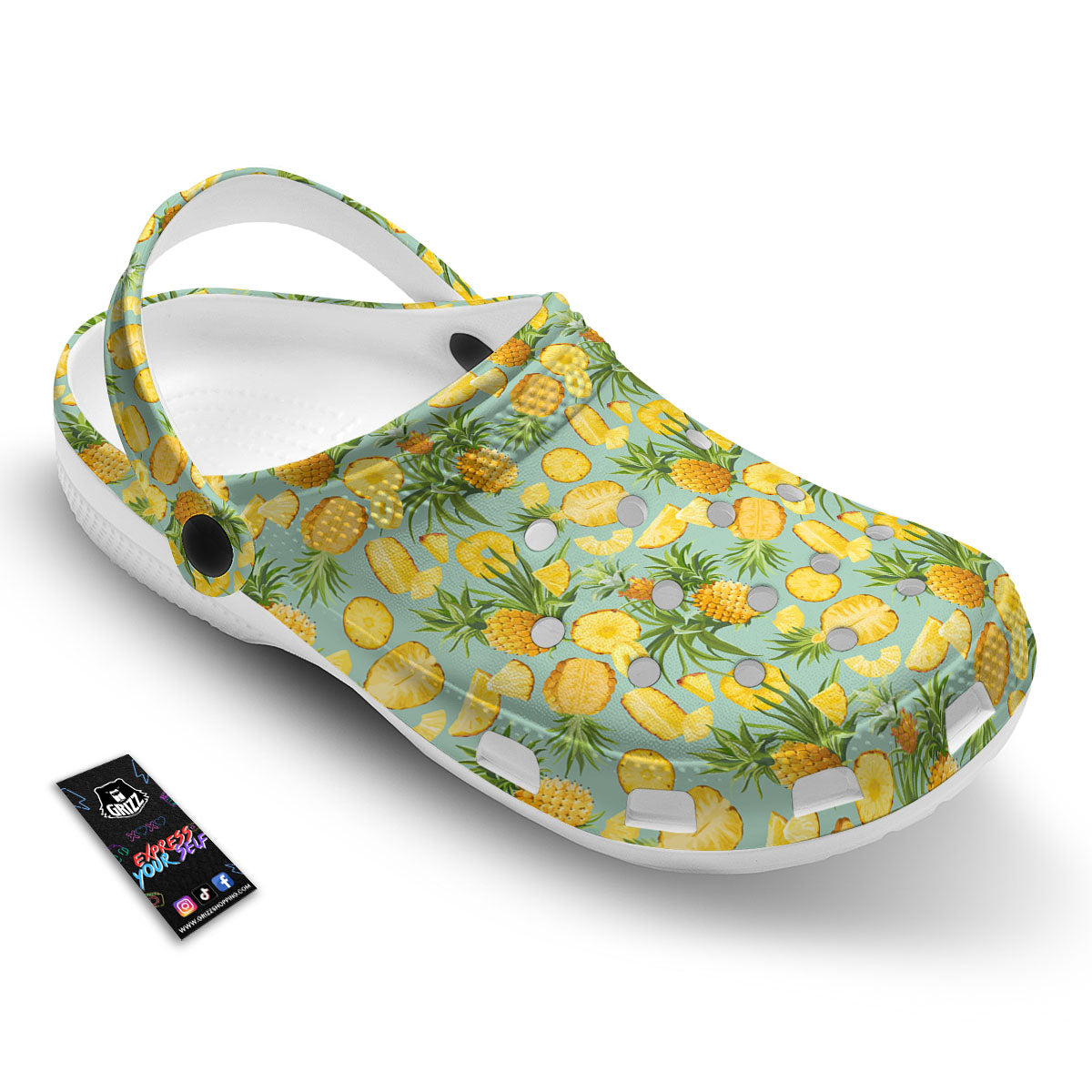 Pineapple Exotic Tropical Print Pattern Clog-grizzshop