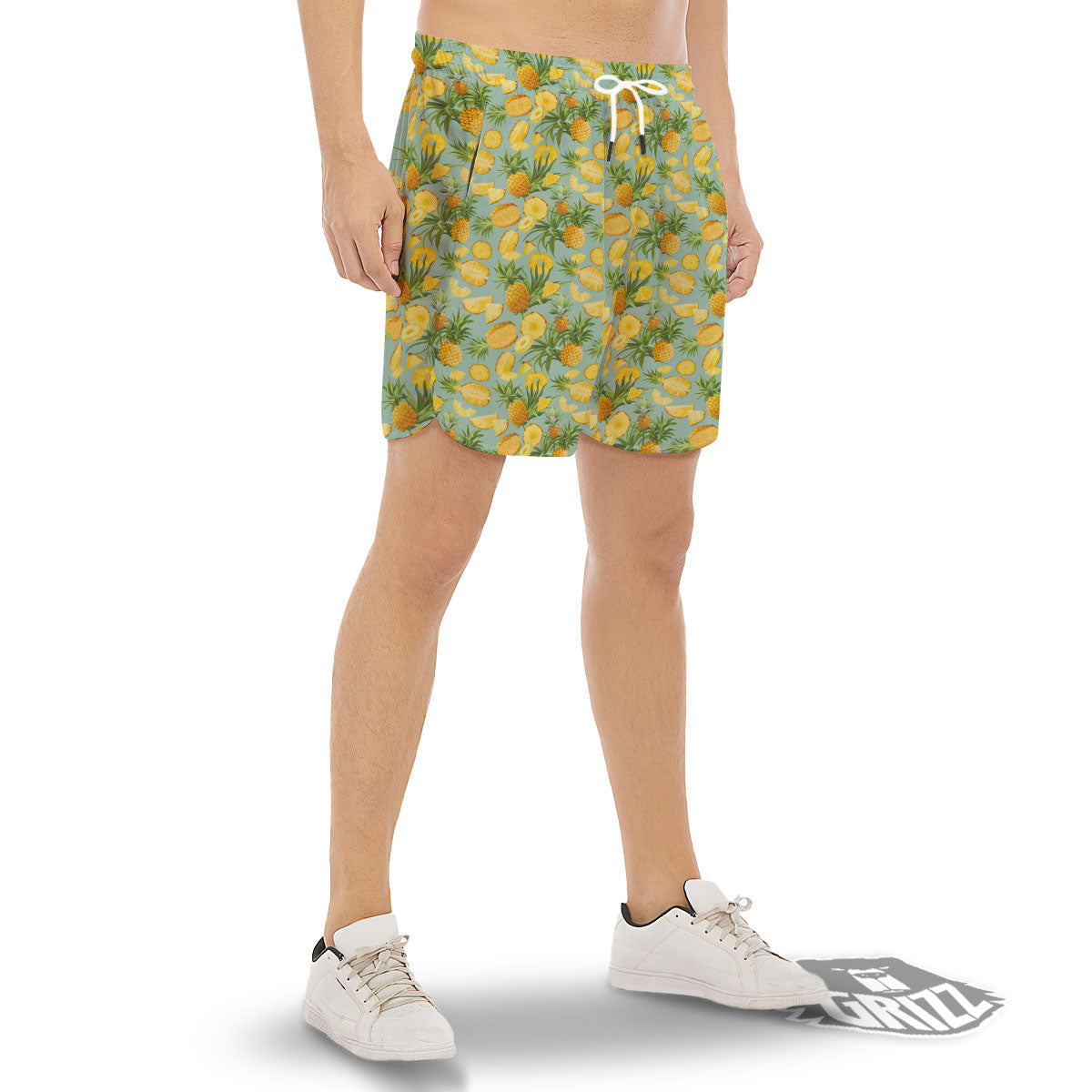 Pineapple Exotic Tropical Print Pattern Men's Gym Shorts-grizzshop