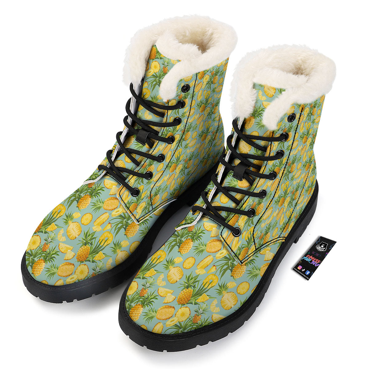 Pineapple Exotic Tropical Print Pattern Winter Boots-grizzshop
