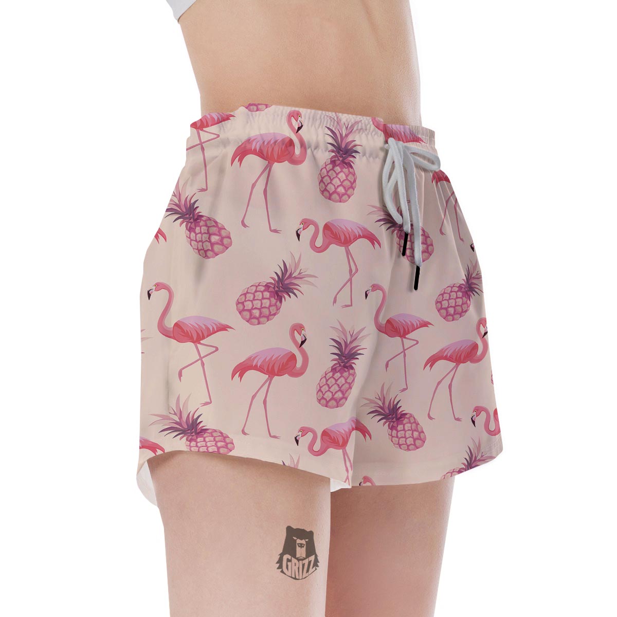 Pineapple Flamingo Print Women's Shorts-grizzshop