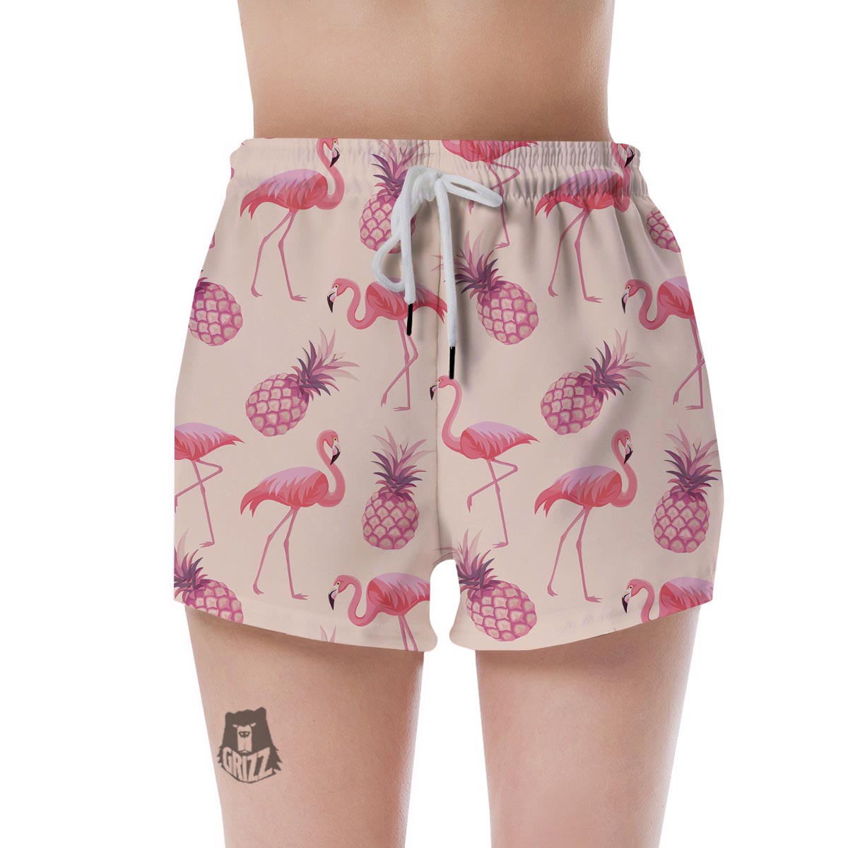 Pineapple Flamingo Print Women's Shorts-grizzshop