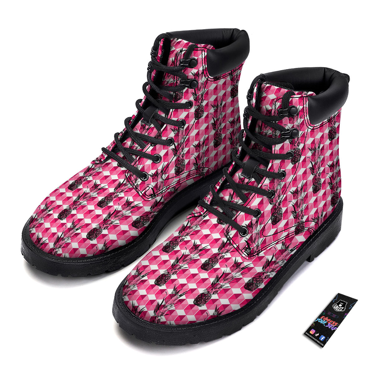 Pineapple Geometric Print Pattern Boots-grizzshop