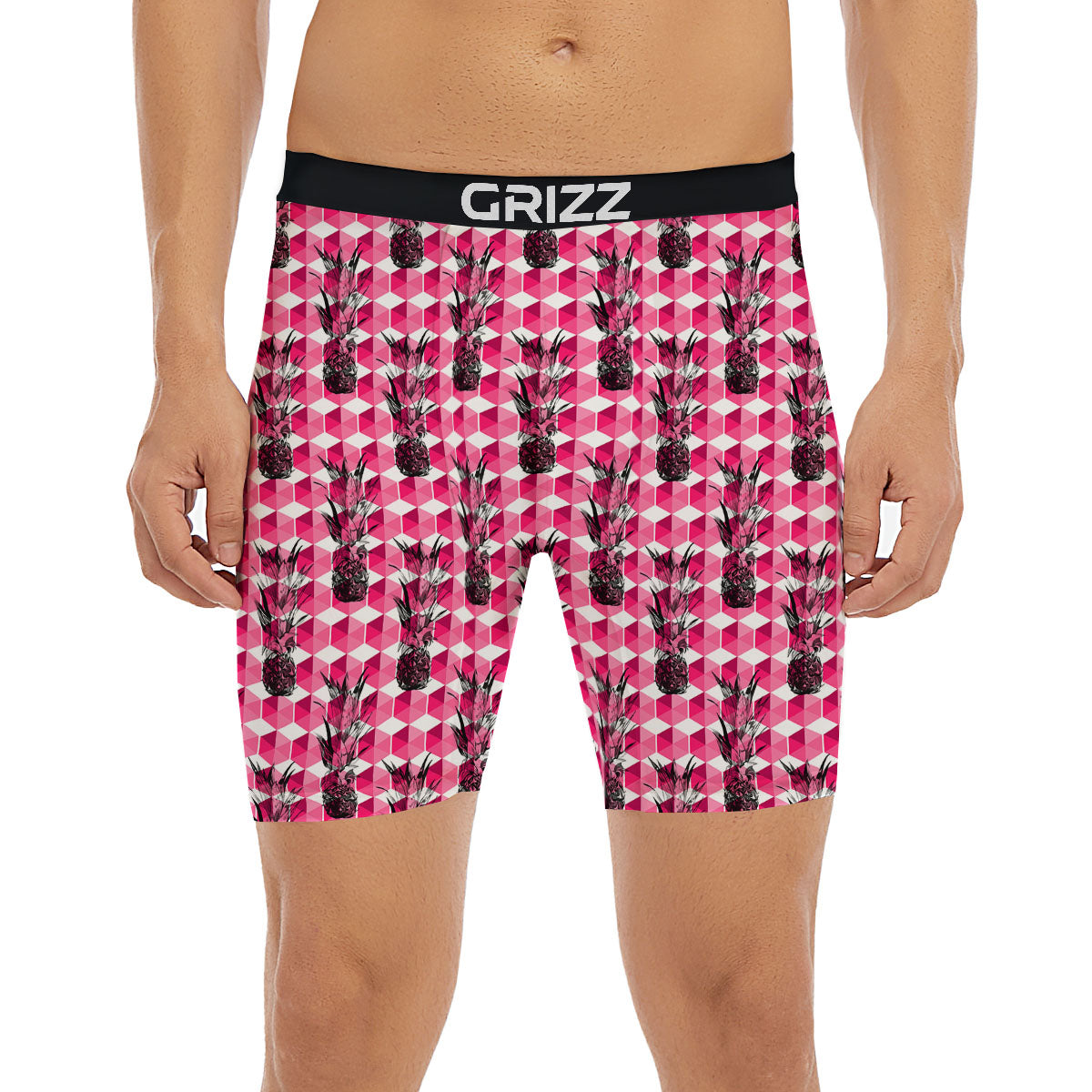 Pineapple Geometric Print Pattern Boxer Briefs-grizzshop