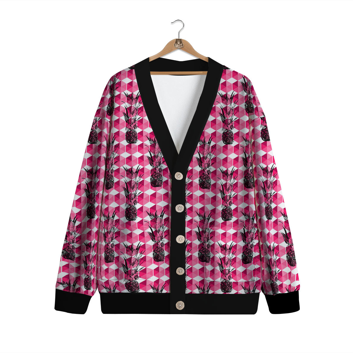 Pineapple Geometric Print Pattern Cardigan-grizzshop
