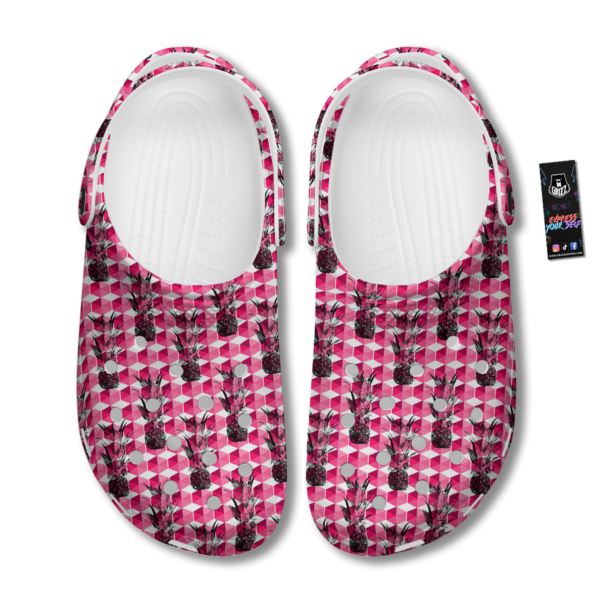 Pineapple Geometric Print Pattern Clog-grizzshop